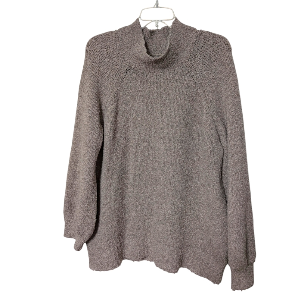 Aerie Women's Oversized Cozy Wool Taupe Mockneck Textured Sweater Size XL